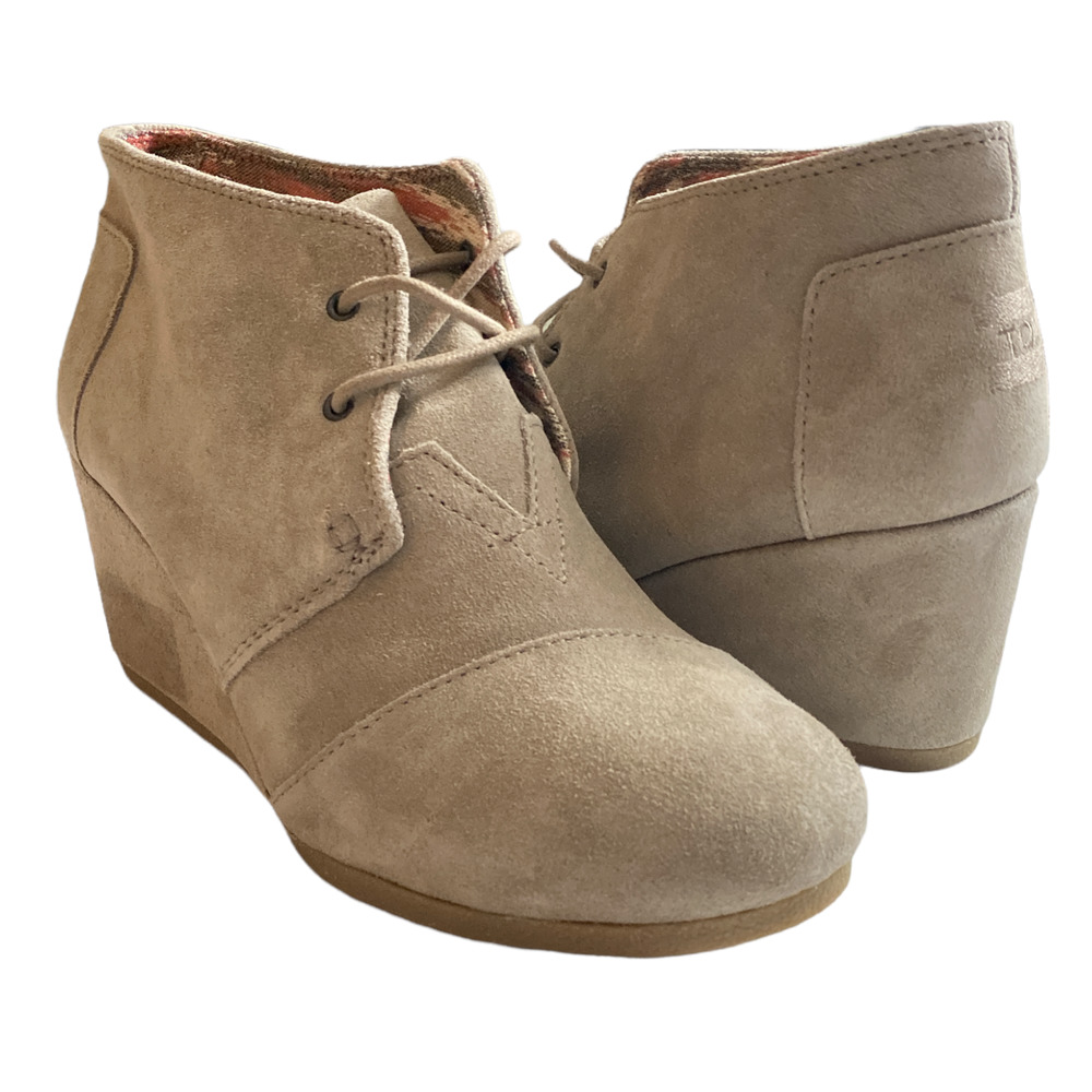 NWOT Toms Ladies Dessert Wedge Suede Booties 10006257  Size 10
